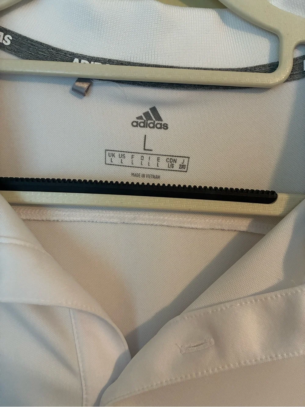 adidas White Men’s Polo with Gray Accent Stripes